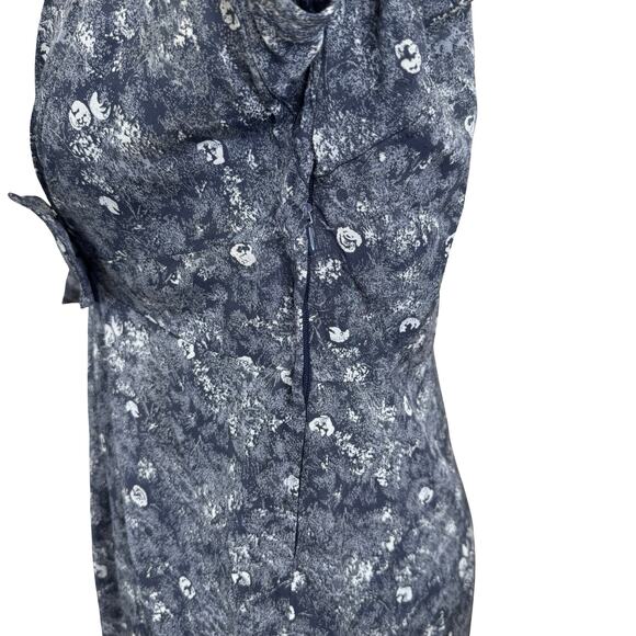 Vintage 1980s Plus Size Blue Floral Brocade Dress with Bow Detail – Size 22 - Picture 10 of 16